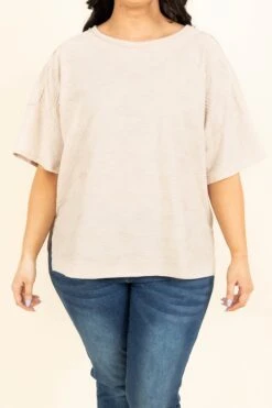 Back Before Noon Top, Taupe -Chic Soul Store BackBeforeNoonTop Taupe 9892