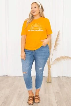 Be The Sunshine Tee, Heather Marmalade -Chic Soul Store BeTheSunshineTee HeatherMarmalade 3156