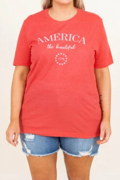 Beautiful Country Tee, Heather Red -Chic Soul Store BeautifulCountryTee HeatherRed 8512