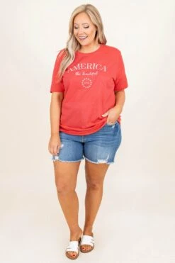 Beautiful Country Tee, Heather Red -Chic Soul Store BeautifulCountryTee HeatherRed 8514