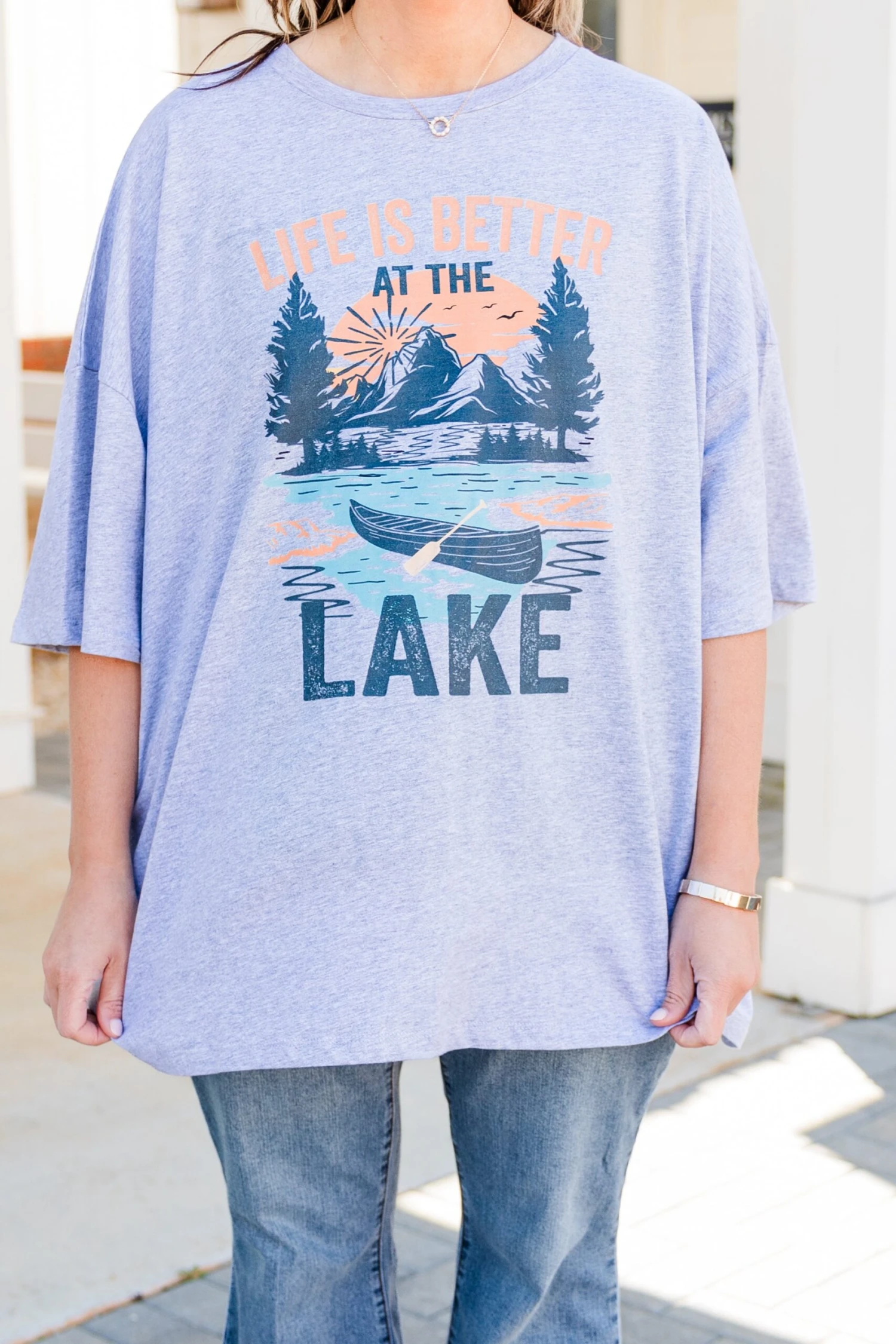 Better At The Lake Boyfriend Tee, Heather Gray 7 Better At The Lake Boyfriend Tee, Heather Gray - Image 5