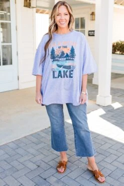 Better At The Lake Boyfriend Tee, Heather Gray 10 Better At The Lake Boyfriend Tee, Heather Gray -Chic Soul Store BetterAtTheLakeBoyfriendTee HeatherGray 3