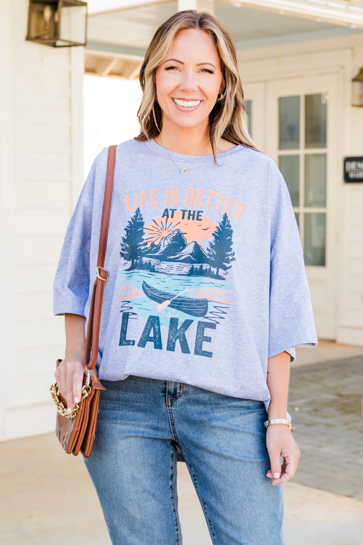 Better At The Lake Boyfriend Tee, Heather Gray 4 Better At The Lake Boyfriend Tee, Heather Gray - Image 2