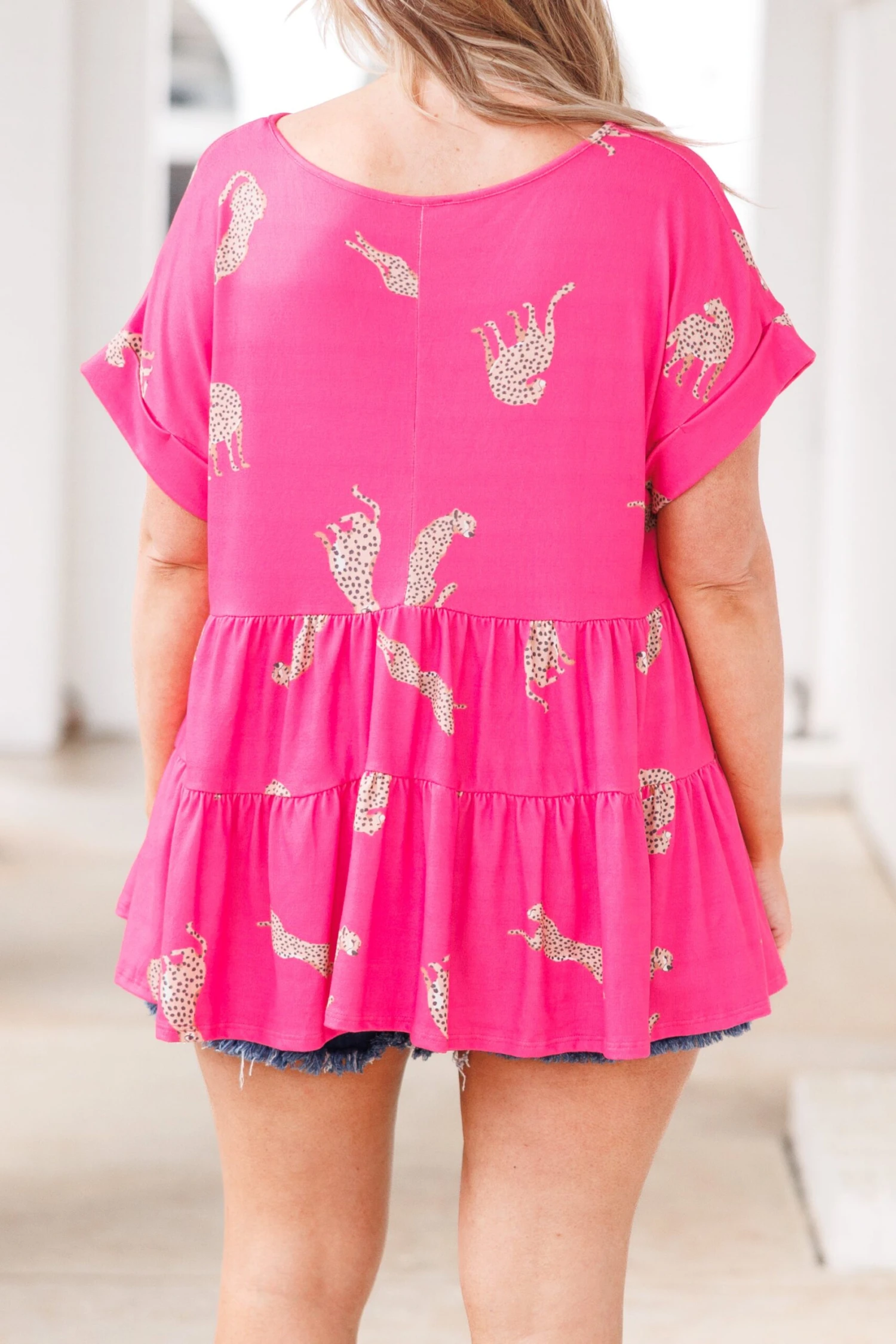 Big Cats Babydoll Top, Fuchsia 7 Big Cats Babydoll Top, Fuchsia - Image 5