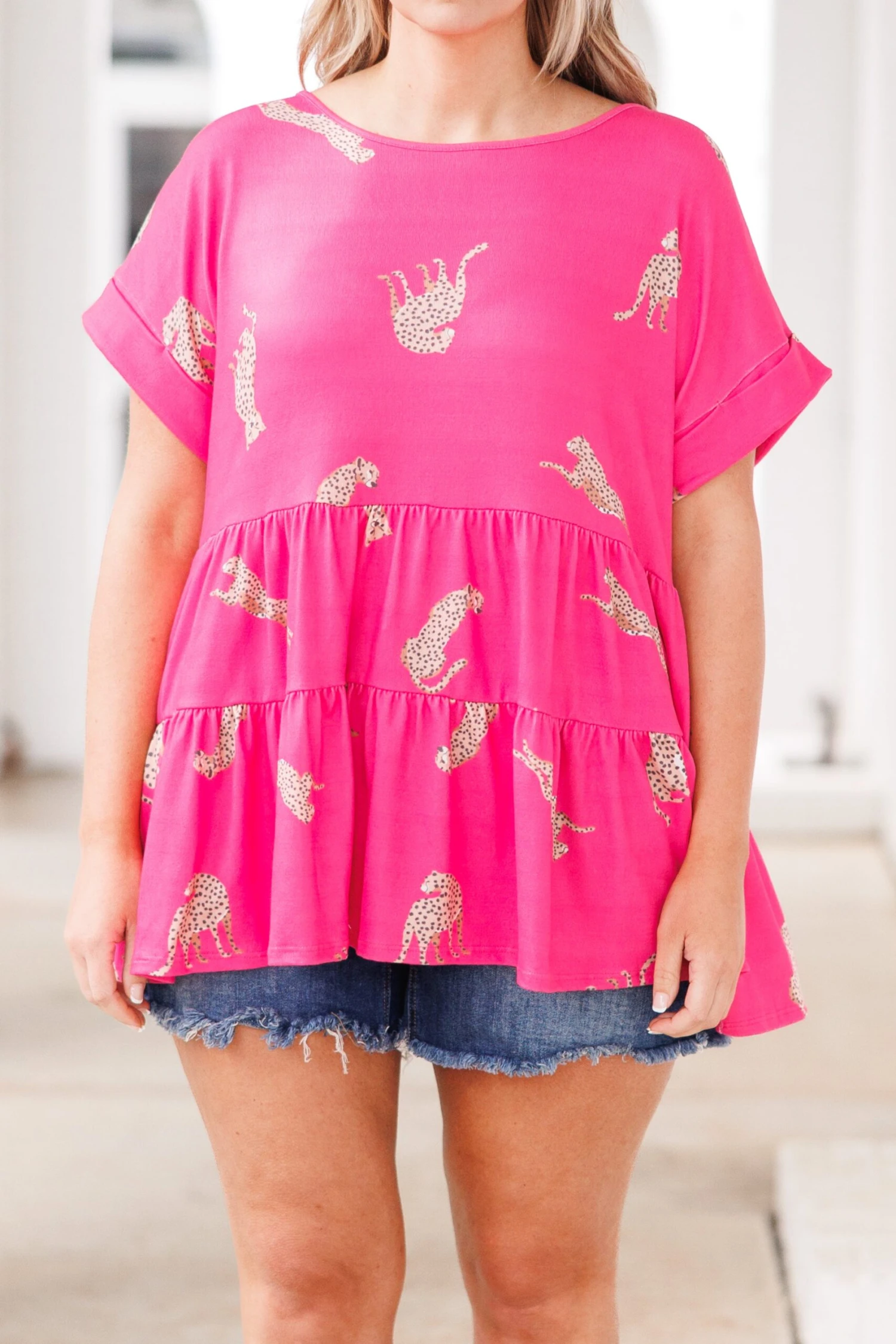 Big Cats Babydoll Top, Fuchsia 6 Big Cats Babydoll Top, Fuchsia - Image 4