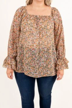 Bless And Love Top, Coral Multi -Chic Soul Store BlessAndLoveTop CoralMulti 5385