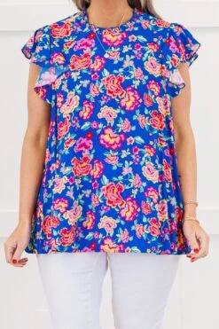 Bloom Boldly Top, Royal Blue -Chic Soul Store BloomBoldlyTop RoyalBlue 3