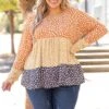 Blooming Daisy Top, Rust 1 Blooming Daisy Top, Rust -Chic Soul Store BloomingDaisyTop Rust 2