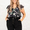 Blooming Flowers Top, Black Combo -Chic Soul Store BloomingFlowersTop BlackCombo 0162