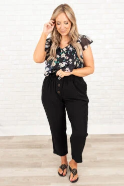 Blooming Flowers Top, Black Combo -Chic Soul Store BloomingFlowersTop BlackCombo 0164
