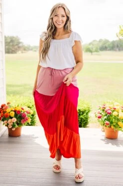 Blossom Boulevard Skirt, Pink -Chic Soul Store BlossomBoulevardSkirt Pink 4