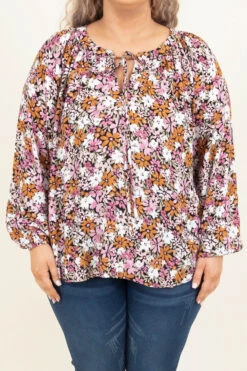 Blossoming Courage Top, Black Multi -Chic Soul Store BlossomingCourageTop BlackMulti 0761