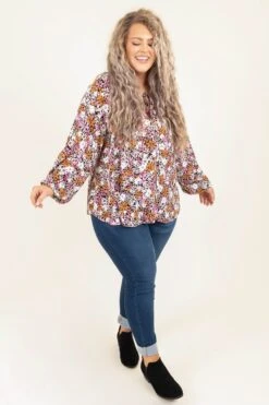 Blossoming Courage Top, Black Multi -Chic Soul Store BlossomingCourageTop BlackMulti 0764