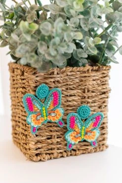Blushing Butterflies Earrings, Teal