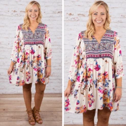 Boho Bouquet Dress, Cream -Chic Soul Store Boho Bouquet Dress