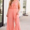 Boho In Lace Jumpsuit, Peach