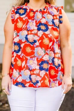 Bold Botanic Top, Red 14 Bold Botanic Top, Red -Chic Soul Store BoldBotanicTop Red 3