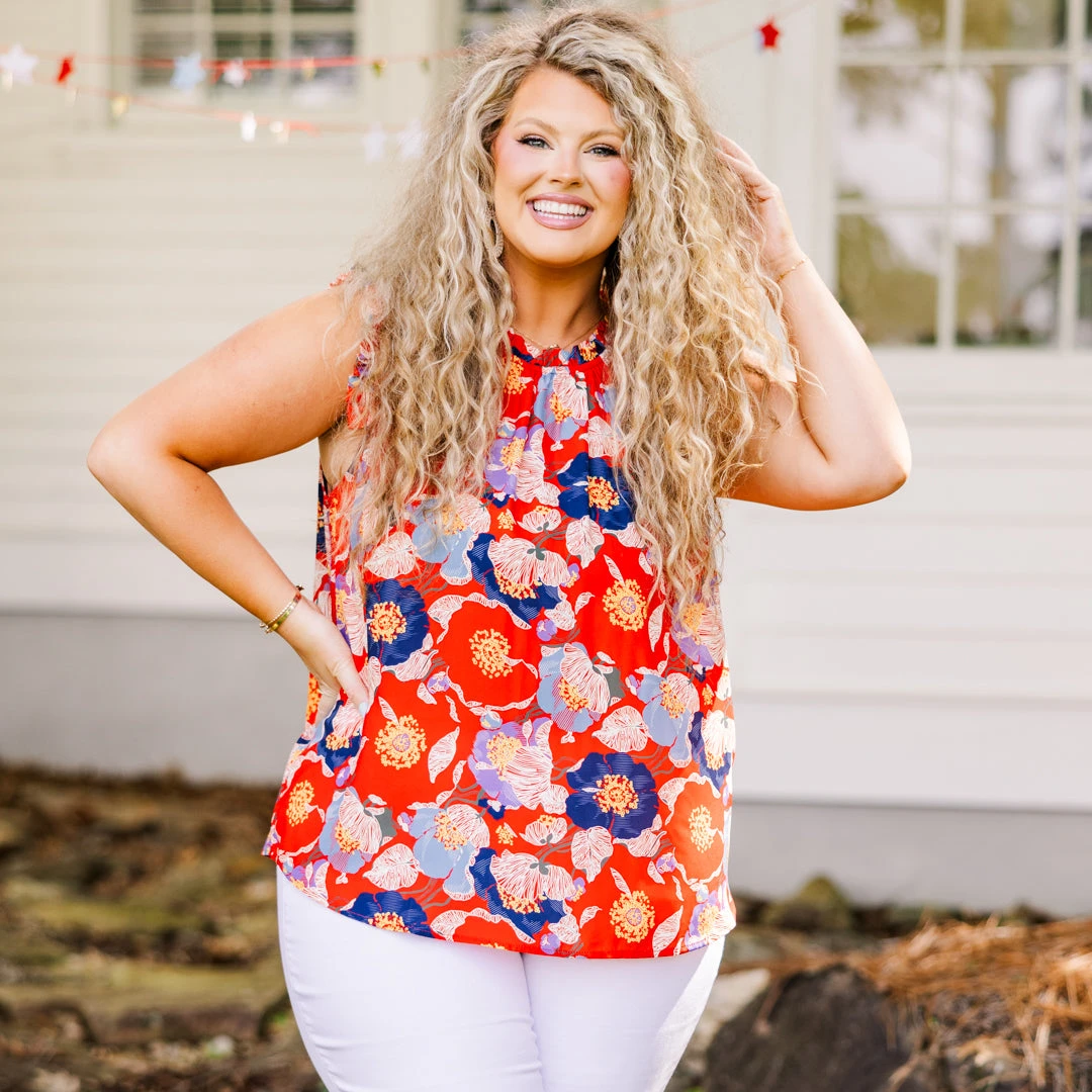 Bold Botanic Top, Red 3 Bold Botanic Top, Red