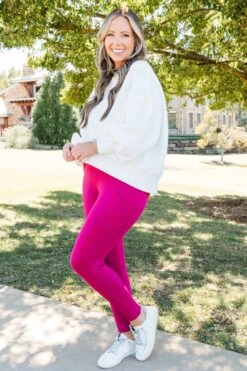 Bouncing Around Leggings, Magenta -Chic Soul Store BouncingAroundLeggings Magenta 6