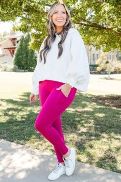 Bouncing Around Leggings, Magenta -Chic Soul Store BouncingAroundLeggings Magenta 7
