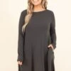 Breathe Deeply Dress, Ash Gray -Chic Soul Store BreatheDeeplyDress AshGray 8873