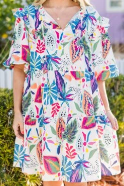 Breeze Through Paradise Dress, Pink Tropical -Chic Soul Store BreezeThroughParadiseDress PinkTropical 3