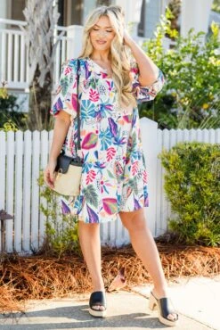 Breeze Through Paradise Dress, Pink Tropical -Chic Soul Store BreezeThroughParadiseDress PinkTropical 7