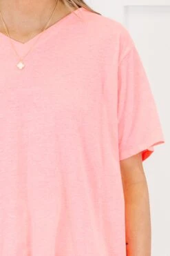 Bright Days Tee, Neon Coral Pink -Chic Soul Store BrightDaysTee NeonCoralPink 2 2