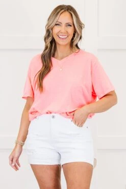 Bright Days Tee, Neon Coral Pink