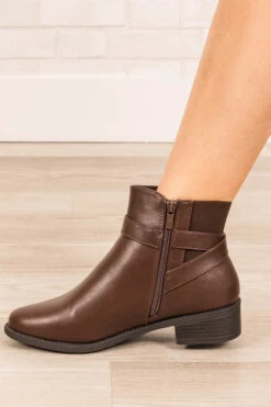 Buckle Down Booties, Brown -Chic Soul Store BuckleDownBooties Brown 4