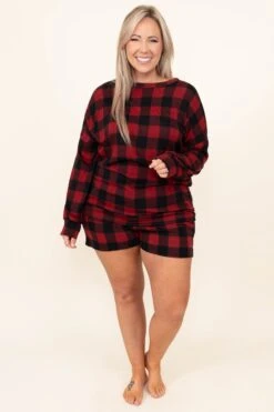 Buffalo Loungin Lounge Shorts, Red 9 Buffalo Loungin Lounge Shorts, Red -Chic Soul Store BuffaloLoungin LoungeShorts Red 0089