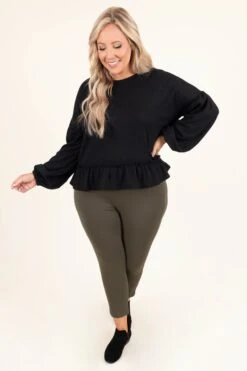 Business Lady Pants, Olive -Chic Soul Store BusinessLadyPants Olive 3