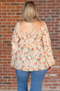 Busy Night Out Blouse, Stone-Orange -Chic Soul Store BusyNightOutBlouse Stone Orange 3110