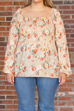 Busy Night Out Blouse, Stone-Orange -Chic Soul Store BusyNightOutBlouse Stone Orange 3112