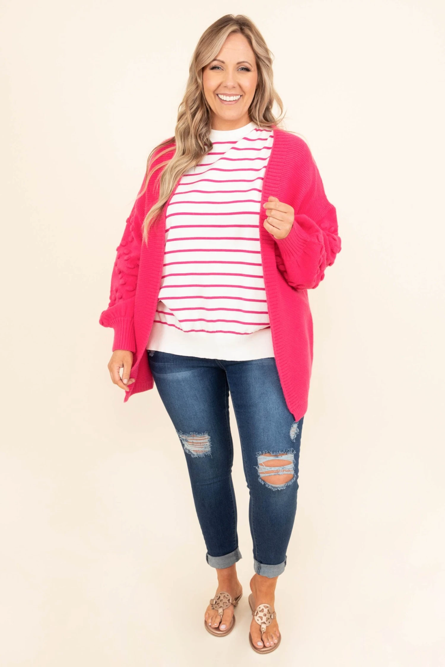 Buying Daisies Cardigan, Hot Pink 4 Buying Daisies Cardigan, Hot Pink - Image 2