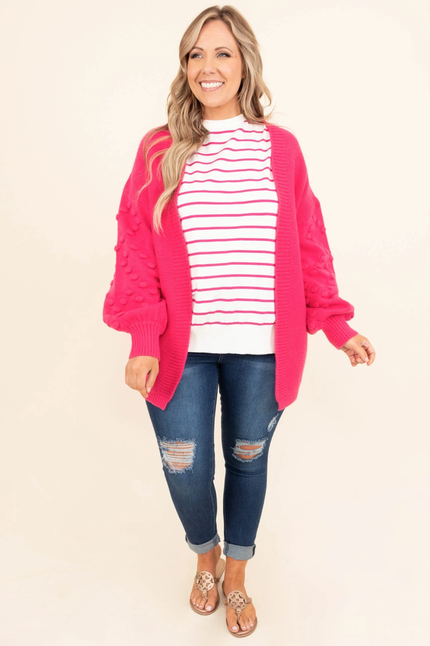 Buying Daisies Cardigan, Hot Pink 5 Buying Daisies Cardigan, Hot Pink - Image 3