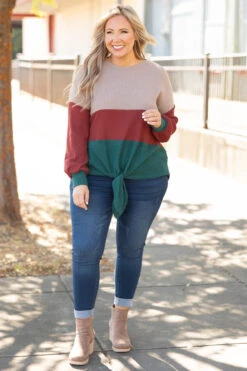 By The Book Sweater, Coffee-Hunter Green -Chic Soul Store ByTheBookSweater Coffee HunterGreen 2