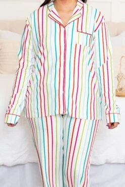 Candy Wonderland Long Sleeve Pajama Top, White 11 Candy Wonderland Long Sleeve Pajama Top, White -Chic Soul Store CandyWonderlandLongSleevePajamaTop White2
