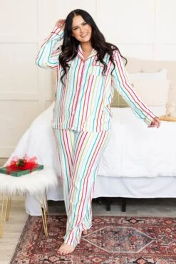 Candy Wonderland Long Sleeve Pajama Top, White 10 Candy Wonderland Long Sleeve Pajama Top, White -Chic Soul Store CandyWonderlandLongSleevePajamaTop White5