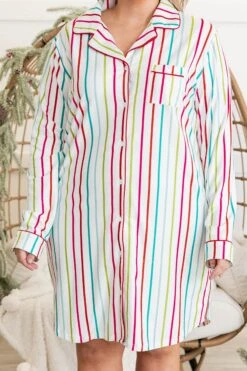 Candy Wonderland Pajama Dress, White 11 Candy Wonderland Pajama Dress, White -Chic Soul Store CandyWonderlandPajamaDress White1