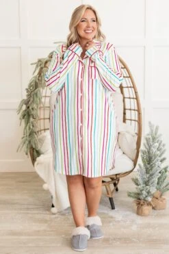 Candy Wonderland Pajama Dress, White 9 Candy Wonderland Pajama Dress, White -Chic Soul Store CandyWonderlandPajamaDress White3