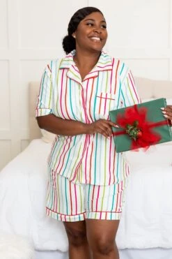 Candy Wonderland Short Sleeve Pajama Top, White