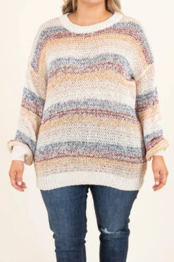 Carry A Smile Sweater, Cream Multi -Chic Soul Store CarryASmileSweater CreamMulti 9132