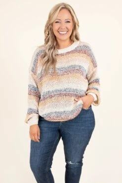 Carry A Smile Sweater, Cream Multi