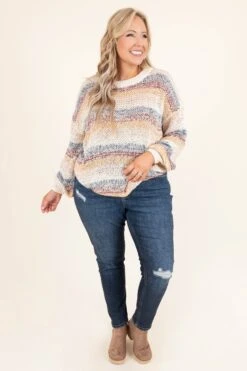 Carry A Smile Sweater, Cream Multi -Chic Soul Store CarryASmileSweater CreamMulti 9136