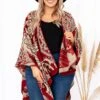 Castle Of Gold Poncho, Red -Chic Soul Store CastleOfGoldPoncho Red