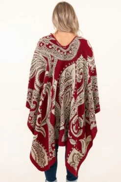 Castle Of Gold Poncho, Red -Chic Soul Store CastleOfGoldPoncho Red 3804