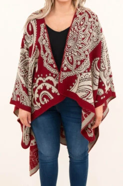 Castle Of Gold Poncho, Red -Chic Soul Store CastleOfGoldPoncho Red 3805