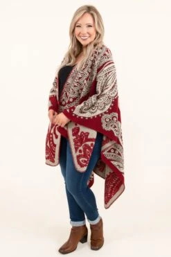 Castle Of Gold Poncho, Red -Chic Soul Store CastleOfGoldPoncho Red 3808
