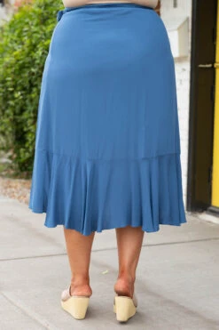 Casual Daze Skirt, Slate Blue -Chic Soul Store CasualDazeSkirt SlateBlue 3